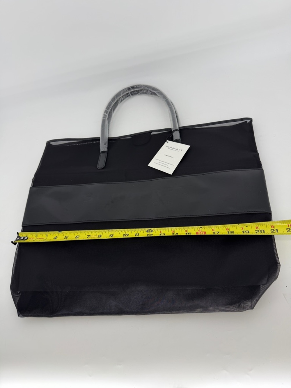 New Burberry Fragrance Mesh Nylon Black Large Handbag - Picture 3 of 7
